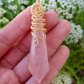 Rose Quartz Point Pendulum Pendant with Gold Decorative Wire Wrapping