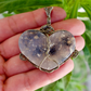 Dendritic Agate Heart Pendant with Decorative Silver Spiral Wire Wrapping