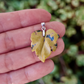 Yellow and Green 8th Vein Ocean Jasper Leaf Pendant with 925 Silver Bail