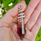 Purple Fluorite Point Pendulum Pendant with Silver Decorative Wire Wrapping