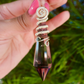 Purple Fluorite Point Pendulum Pendant with Silver Decorative Wire Wrapping