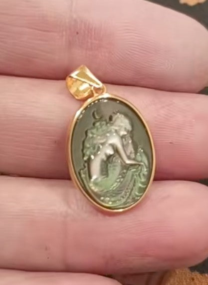 PREORDER Mini Mermaid - Cameo Silver Pendant