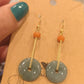 Jade Earrings on Hooks of Gold Coated Copper