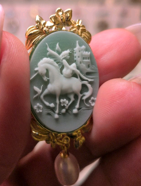 Green Unicorn Fairy - Preorder Cabachon Silver Pendant