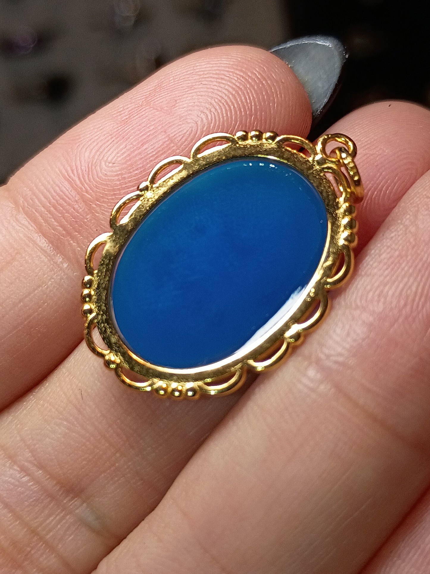 Blue Unicorn - Cameo Gold Coated Silver Pendant
