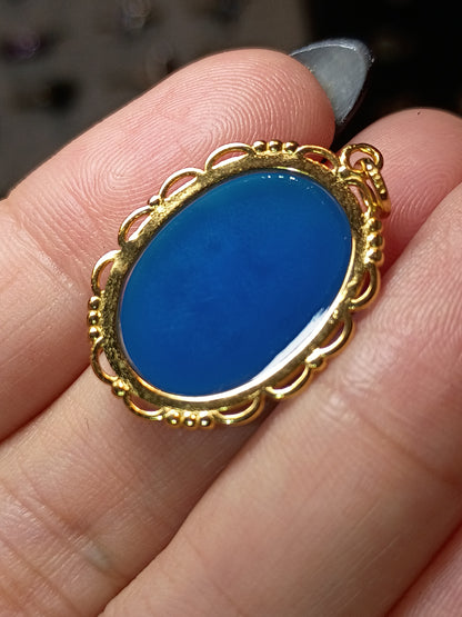 Blue Unicorn - Cameo Gold Coated Silver Pendant