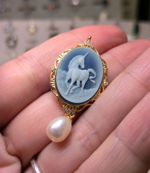 Blue Unicorn Pearl - Preorder Cabachon Silver Pendant