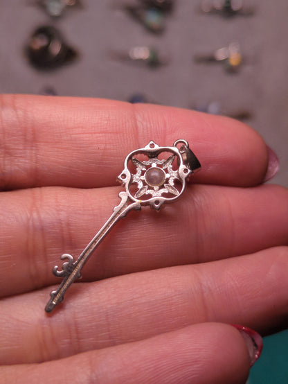 Moonstone Hekate Key 925 Silver Pendant