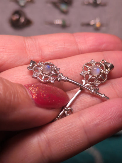 Moonstone Hekate Key 925 Silver Pendant