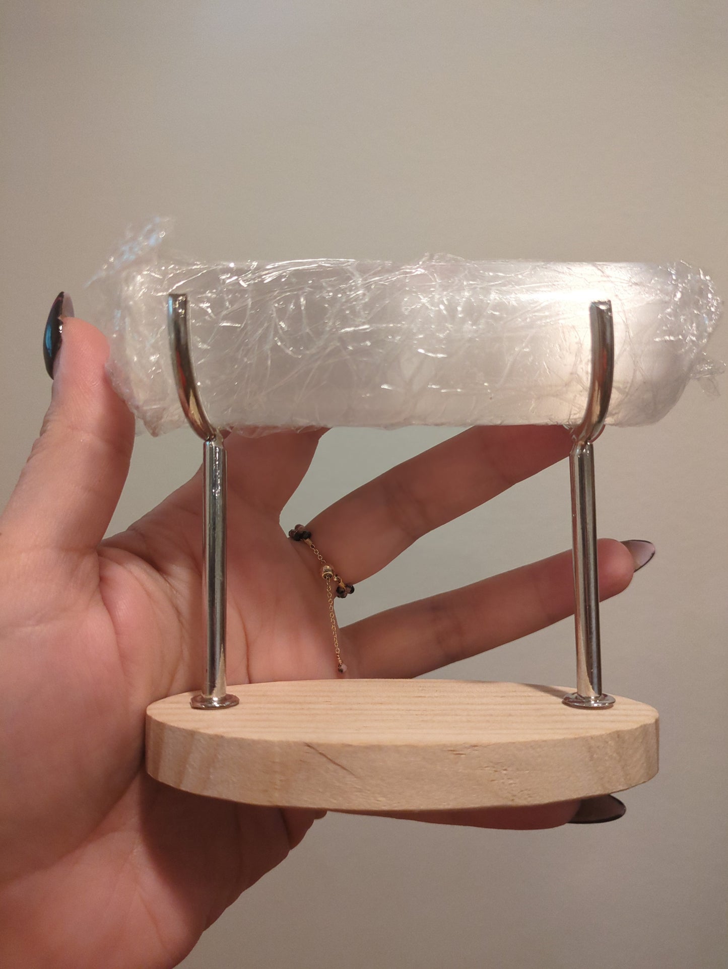 Selenite Bracelet Display Holder and Cleansing Rod