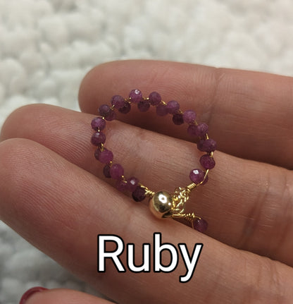 Dainty Braided Wire Crystal Rings with Adjustable Chain, Gold & Faceted