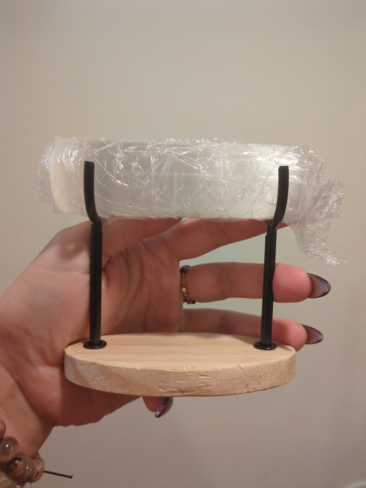 Selenite Bracelet Display Holder and Cleansing Rod