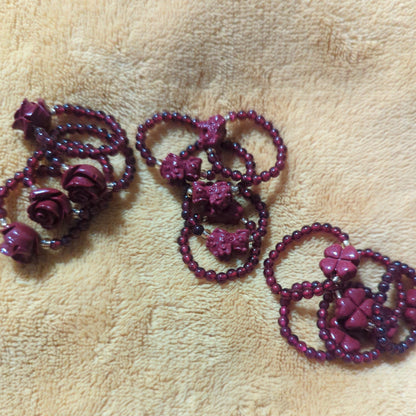 Cinnabar and Garnet Beaded Rings