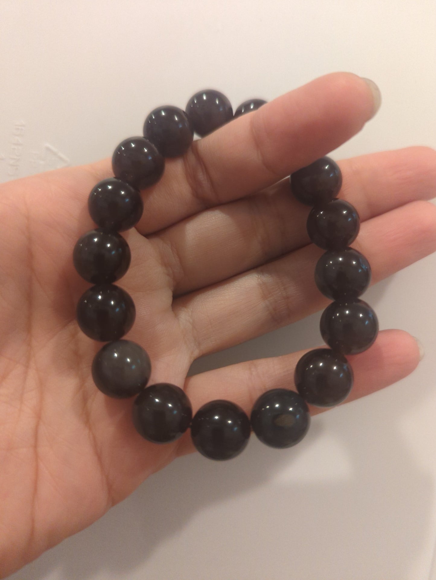 Ice Obsidian Crystal Bead Bracelet, 12mm