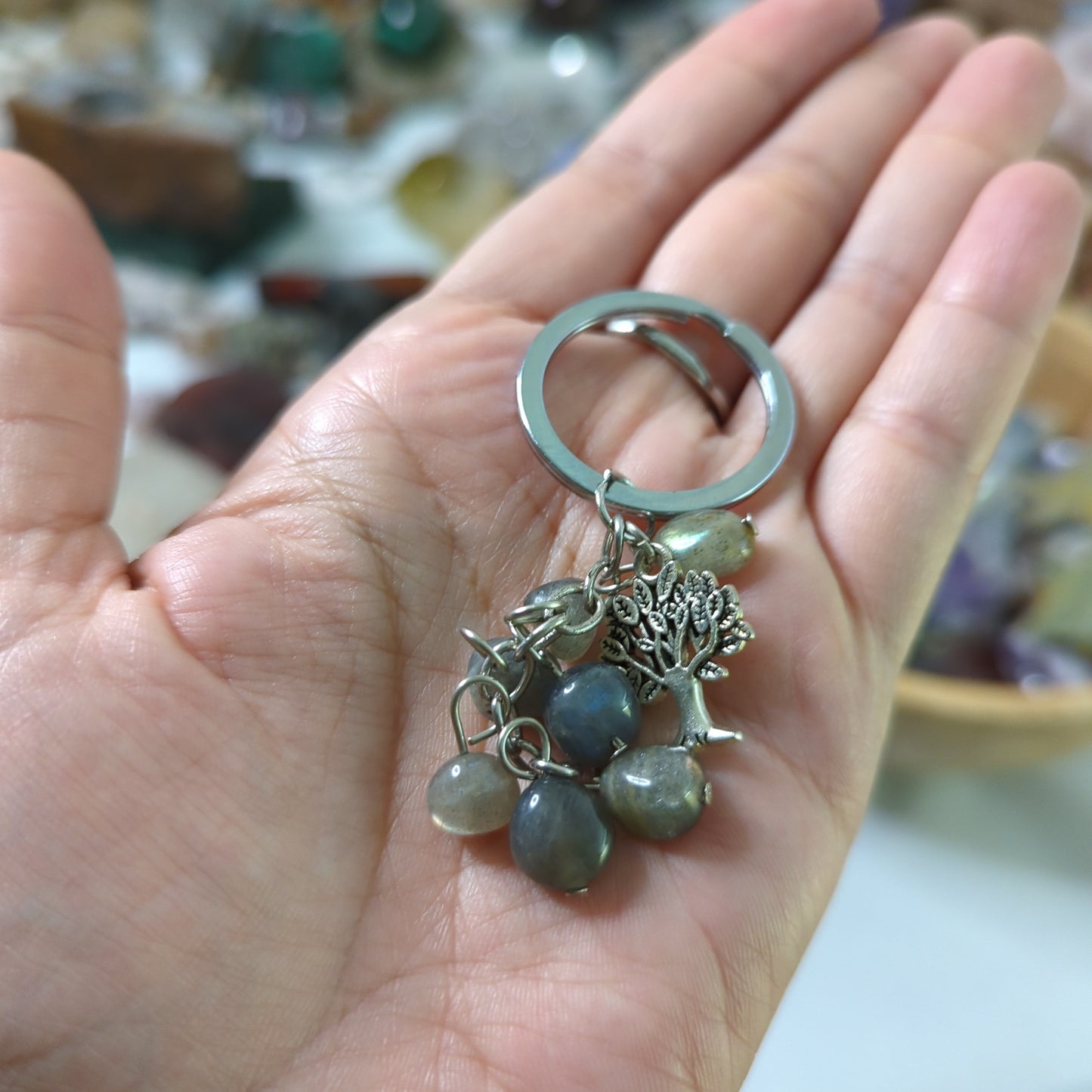 Labradorite Tree of Life Keychain