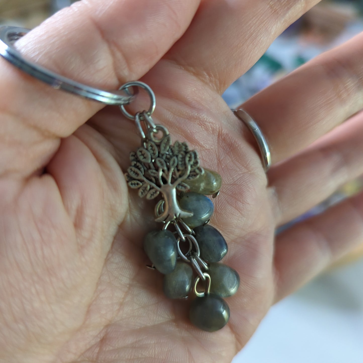 Labradorite Tree of Life Keychain