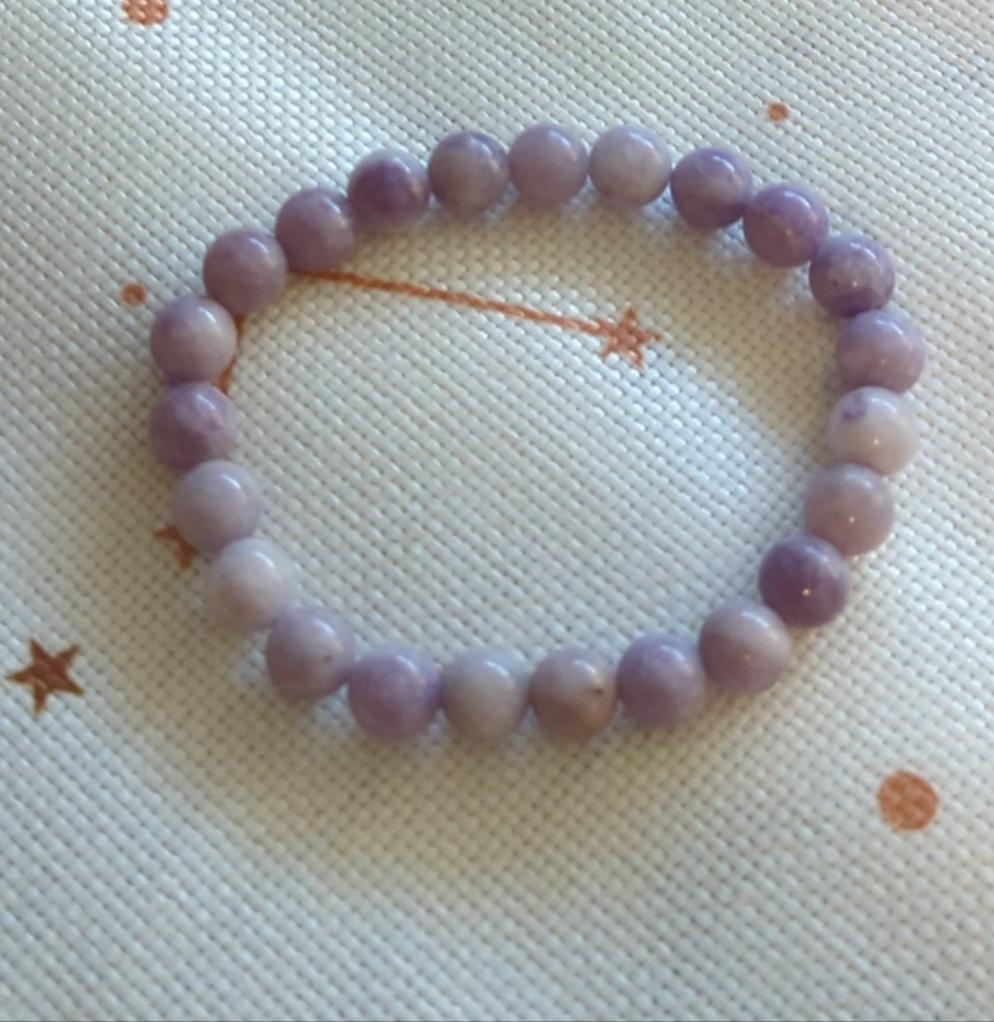 Purple Lepidolite Beaded Crystal Bracelet