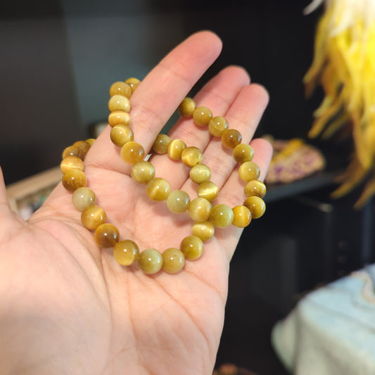 Yellow Tiger's Eye Beaded Bracelet High Quality, 8mm