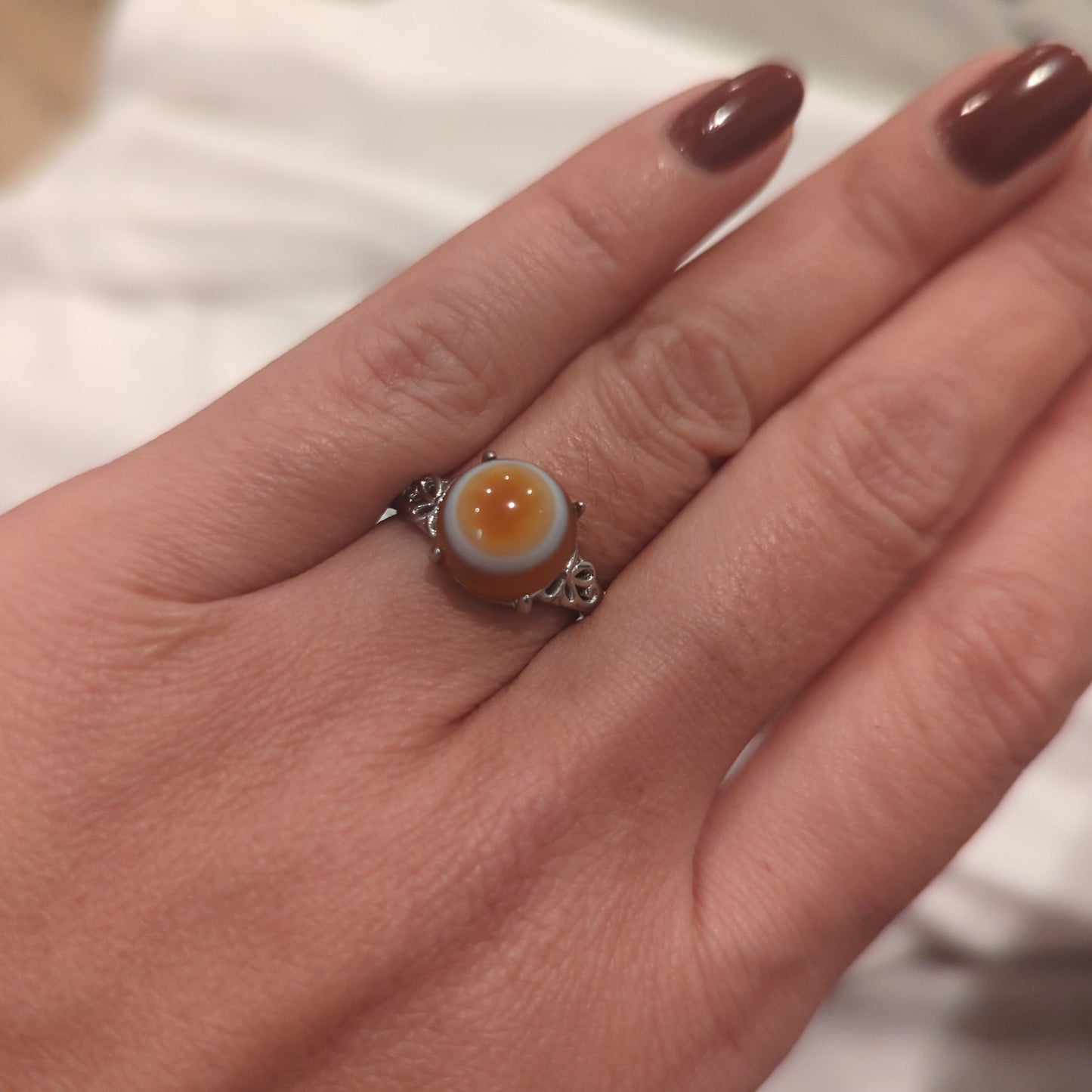 Carnelian Evil Eye Crystal Ring