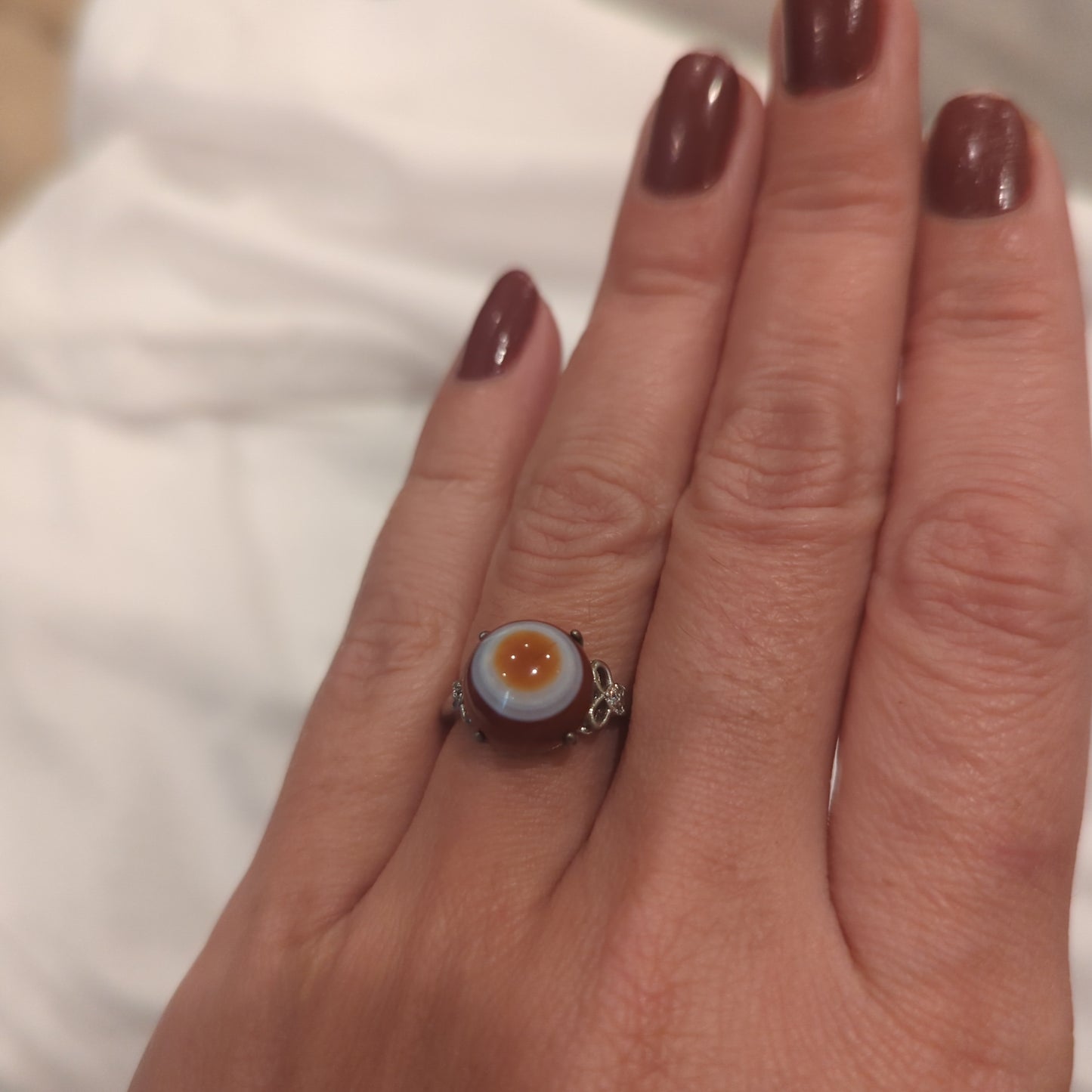 Carnelian Evil Eye Crystal Ring