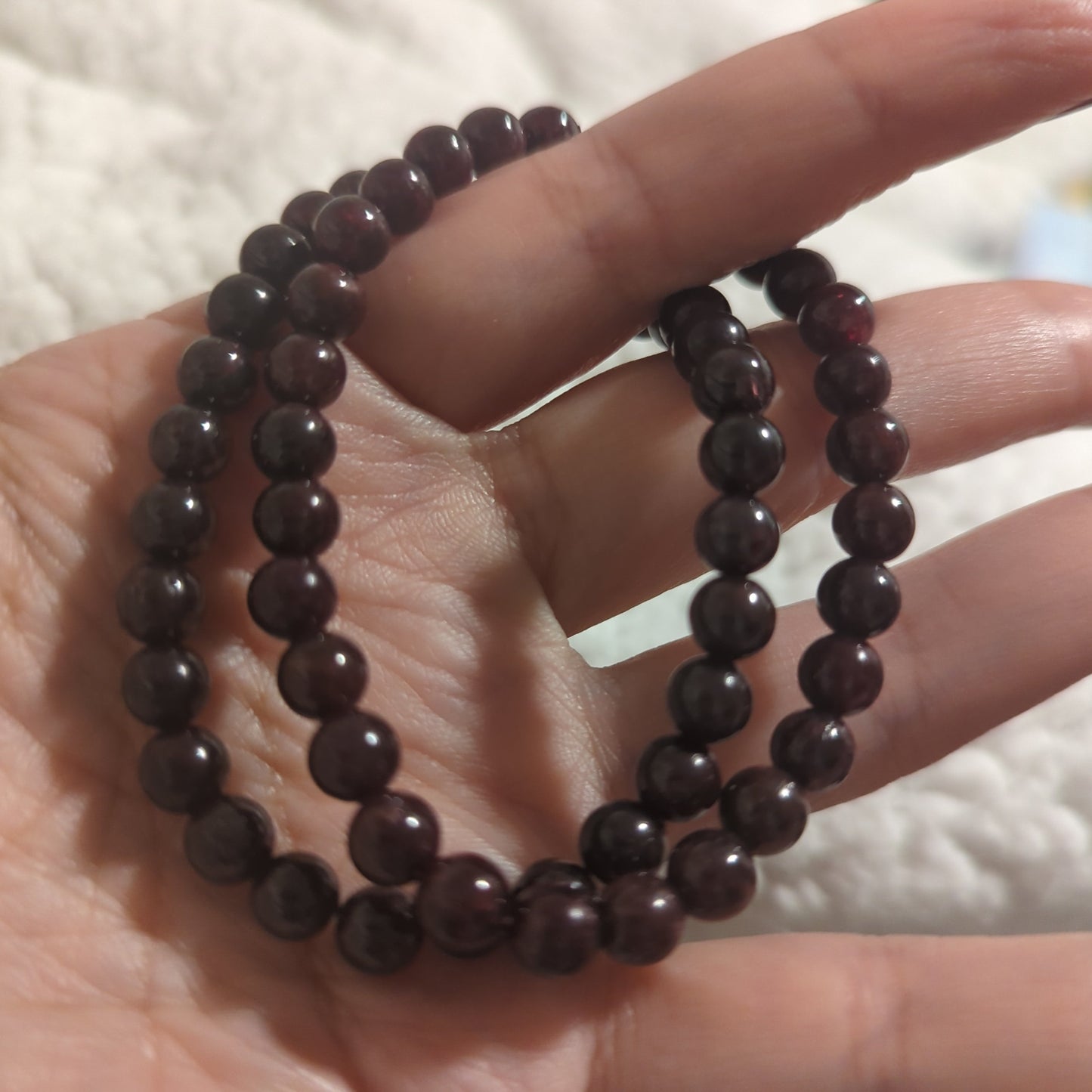 Garnet Beaded Bracelet 6mm