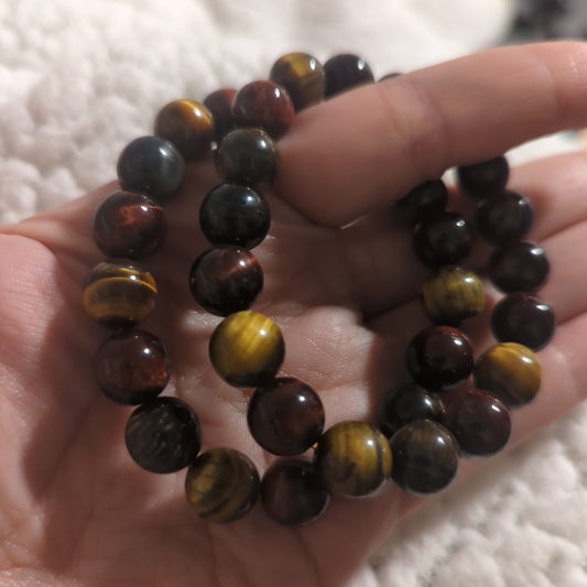 Rainbow Tiger's Eye Beaded Bracelet 12 mm