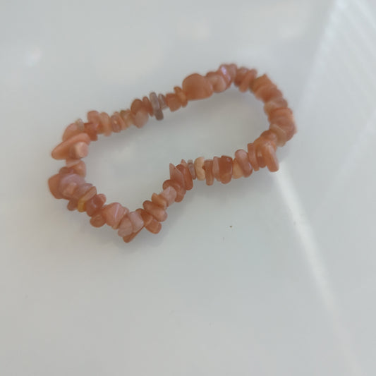 Peach Moonstone Chip Crystal Bracelet