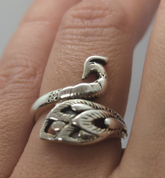 Peacock Ring Silver Colored Copper