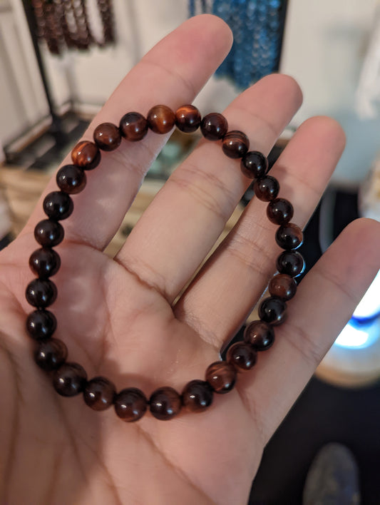 Red Tigers Eye Beaded Bracelet