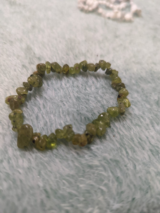 Prehnite with Epidote Chip Bracelets